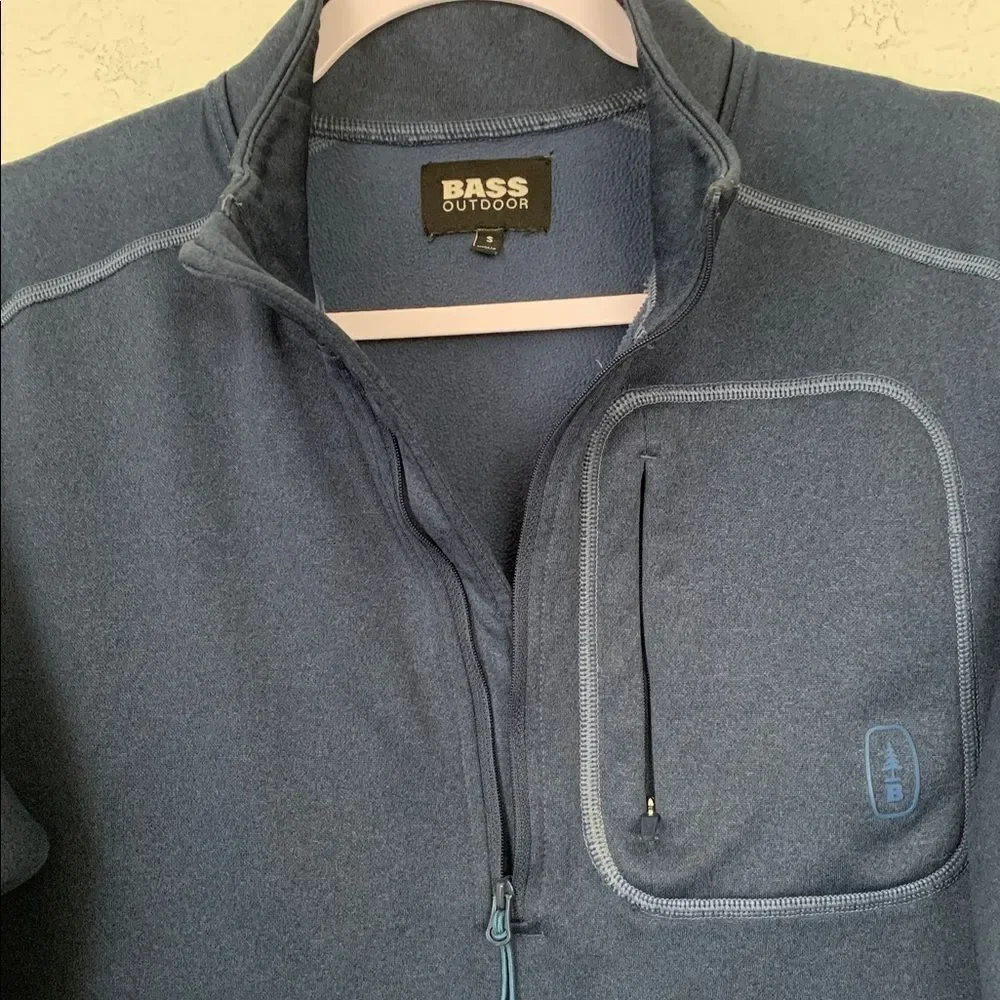 Bass Men's Dark Blue Zip-Up Sweater Pullover Size S